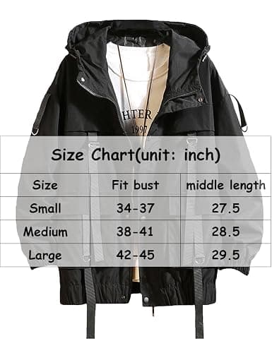 Nutriangee Mens Hip Hop Streetwear Windbreaker Jacket Lightweight Casual Outdoor Bomber with Ribbons Coat thumbnail 6