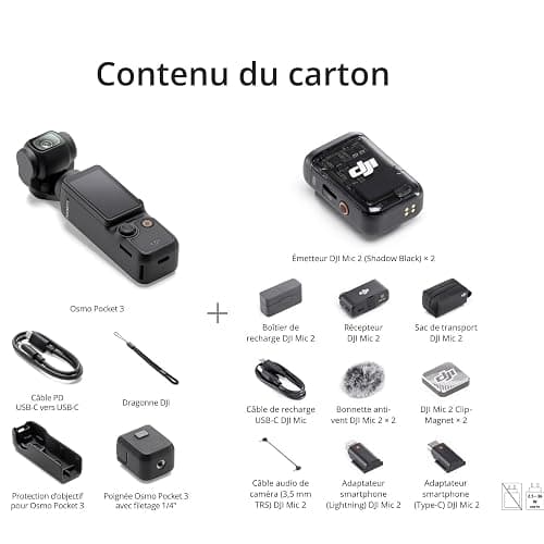 DJI Osmo Pocket 3 + Mic 2 (2 TX+1 RX+Boîtier de Recharge), cam. de vlog avec CMOS 1" et vidéos en 4K/120 IPS, stabilisation à 3 Axes, Map Rapide, Suivi Facial/d’Objet, écran Tactile Rotatif de 2" thumbnail 7