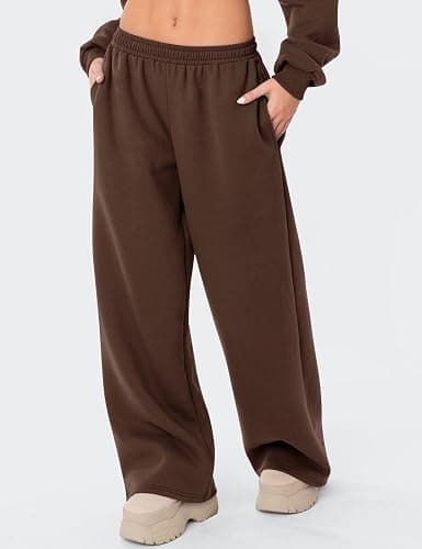 LOMON Wide Leg Sweatpants Women Fleece Sweat Pants Fall Clothes 2025 Teen Girl Baggy Jogger Sweatpant with Pockets thumbnail 2