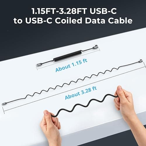 SMALLRIG USB C to USB C Coiled Data Cable (Straight to Angled), 90 Degree USB C Cable 20Gbps High Speed Data Transfer, Support PD 100W Fast Charging, for iPhone, Laptops and Cameras etc. - 4792 thumbnail 6