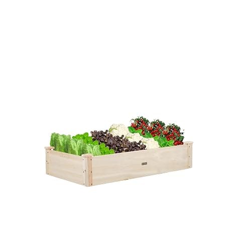 ZSYWODFO 8ft Outdoor Wooden Raised Garden Bed Planter for Vegetables, Garden, Lawn, Patio,8x4x2 Raised Garden Bed;Planter Box-Natural Wood - 48"(L) x 24"(W) x 9"(H) - Image 1