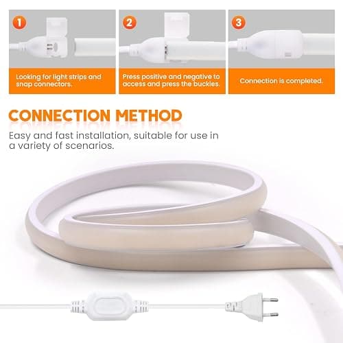 KISUFU Bandeau LED COB 220V, IP65 étanche Flexible néon LED Strip 288 Leds/m Bandes à LED Ruban pour DIY Chambre, Cuisine, Exterieur Maison Décoration. Blanc,1M thumbnail 2