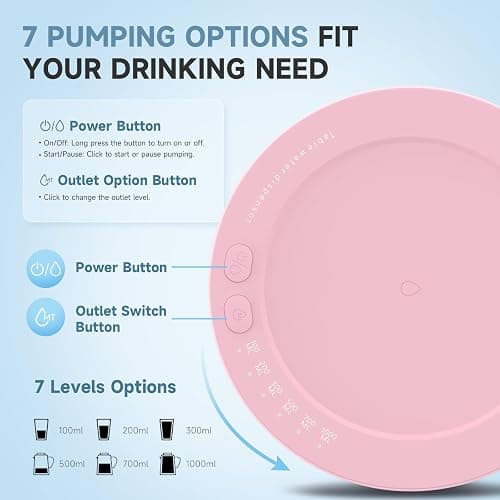 Mottinhill Desktop Water Dispenser for 5 Gallon Bottle, Desktop Portable Countertop Electric Water Pump with Fast USB-C Charging for Home, Office, Desk, Bedside & Outdoor Use (Pink) thumbnail 6