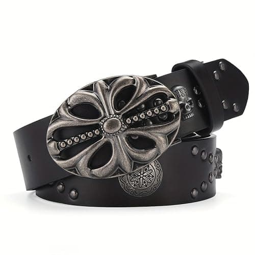 OATSBAS Men's & Women's Bohemian Style Vintage Skeleton Riveted Hip Hop Punk Rock Y2K Belt - Image 1
