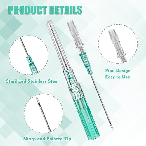 Catheter Piercing Needles Mixed 50Pcs Mixed Sizes 14/16/18/20/22 Gauge Piercing Needles Professional Hollow IV Catheter Needles for Ear Nose Lip Tongue Belly thumbnail 4