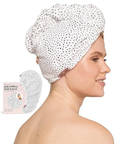 Kitsch Microfiber Hair Towel Wrap for Women - Microfiber Towel, Super Absorbent, Quick Dry, Anti-Frizz - for Long and Short Hairs, Turbans for Women, Wet and Curly Hair Wrap - Micro Dot thumbnail 8