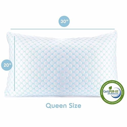 Nestl Cooling Pillow for Sleeping 1 Pack, Luxury Shredded Memory Foam Pillows Queen Size, Adjustable Cold Gel Pillows for Hot Sleepers Supportive Cool Pillow for Side Back Stomach Sleepers thumbnail 2