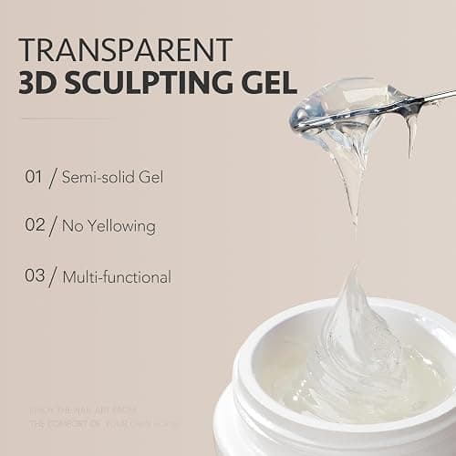 GAOY 3D Sculpting Gel for Nail Art, Semi-solid Modeling Gel for Rubbing Chrome Nail Powder, Sticking Rhinestones and Painting, No Wipe thumbnail 3
