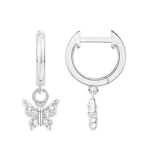 PAVOI 14K Gold Plated S925 Sterling Silver Post Lightweight Drop/Dangle Huggie Earrings for Women | Star, Lock, Butterfly, Moon, Lightning | Dainty Earrings - Image 1