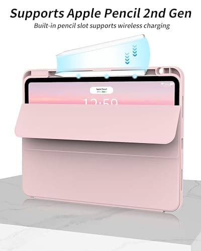 SQBEBS New Case for iPad Pro 12.9 inch 6th/5th/4th Generation 2022/2021/2020 with Pencil Holder, Smart Stand Case with Soft TPU Back Cover for iPad Air 13 inch 2024, Auto Sleep/Wake, Pink thumbnail 4
