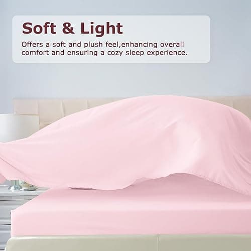 Homilay Full Size Bed Sheet Set - 4 Piece Soft Microfiber Sheets with Deep Pockets, Cooling Technology, and Wrinkle-Free Pillowcase. Hotel-Quality, Durable Bedding, Light Pink thumbnail 2