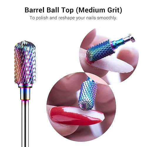 MelodySusie Nagelfräser Bits Set, 7Stk Wolframkarbid Diamant Bits für Acrylnägel Poly Gel Nagelhaut entfernen, 3/32'' Professionelle Nagelbits für Nagelfräser Efeil (Bunt) thumbnail 5