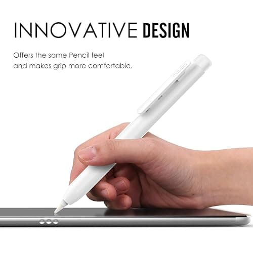MoKo Holder Case for Apple Pencil 1st Generation, Retractable Apple Pencil 1st Case Protective iPad Pencil Sleeve Skin Cover with Clip, White thumbnail 7