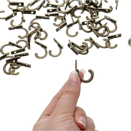 10 Pieces Zinc Alloy Antique Wall Mounted Delicate Small Hooks With Screws for Home Hanging Keys, Towel, Hat, Coat, Kitchen Supplies etc (Bronze) thumbnail 4