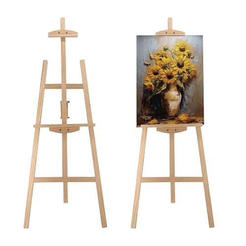 Stuelloaf Adjustable Natural Pine Wooden Painting Basic Easel, Pine Art Easel Stand Hold up to 43'', Painting Canvas for Wedding Sign and Poster, Drawing for Adults, Begginners and Students-New Type - Image 1