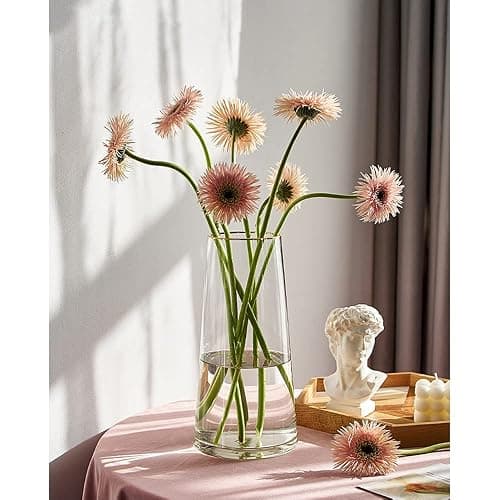 FUNSOBA Clear Glass Flower Vase with Gold Mouth for Centerpieces Home Wedding Decoration (1, Large 5.2" x 9.9“) thumbnail 3