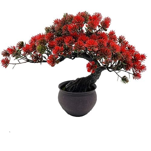 Fycooler Artificial Plants Artificial Bonsai Juniper Tree Potted Faux Japanese Pine Bonsai Simulation Zen Garden Fake Plant Artificial Bonsai Tree for Home Office Showcase Indoor Décor Desktop Display - Image 1