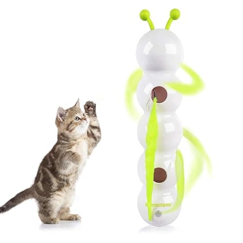 Interactive Cat Feather Toy, Caterpillar Cat Toy Automatic Fluffy Tail Teaser with Motion Sensor, USB Rechargeable, Suction Cup for Stable Play, Perfect for Indoor Cats - Image 1