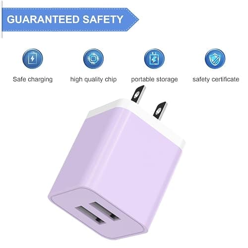 6Pack USB Wall Charger, iGENJUN 2.4A Dual USB Port Cube Power Plug Adapter Fast Phone Charger Block Charging Box Brick for iPhone 15/15 Pro/15 Pro Max/14, Samsung Galaxy, Pixel, LG, Android-Multicolor thumbnail 5