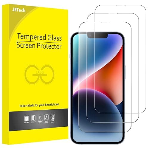 JETech Full Coverage Screen Protector for iPhone 16e 2025, iPhone 14 6.1-Inch, 9H Tempered Glass Film Case-Friendly, HD Clear, 3-Pack - Image 1