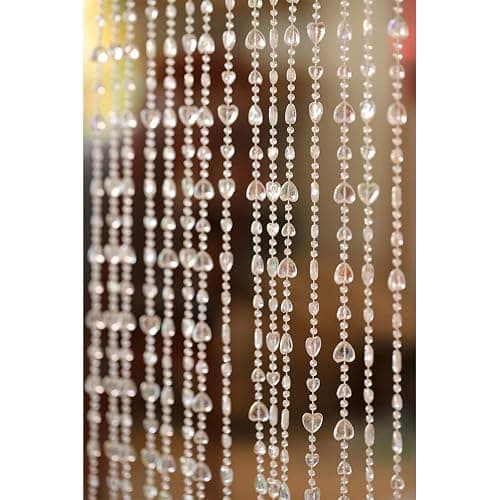 QueenBox® 39.4in 20pcs Clear Love Heart Curtain, Acrylic Hanging Door Beads String Room Divider for Home Party Wedding Shop, Transparent thumbnail 4