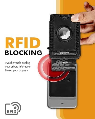 iwantit Front Pocket Wallet for Men: Slim with Detachable Money Clip Airtag Holder ID Window - RFID Blocking for Cards Cash Safe - Pop Up Bifold Wallet for Father, Husband, Friends (Black) thumbnail 7