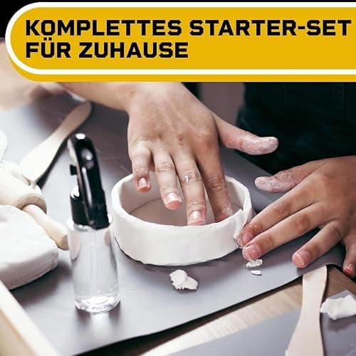 DIBYS Töpfer-Set für Zuhause | Starter mit Modellier-Werkzeug, lufttrocknendem weißen Ton, Farben & Pinsel | DIY-Töpfern für Erwachsene | Kreatives Hobby | Geschenkideen thumbnail 7