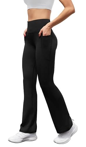 SEAJOJO Women's High Waist Flare Yoga Pants Tummy Control Casual Bootcut Leggings with Side Pockets thumbnail 2