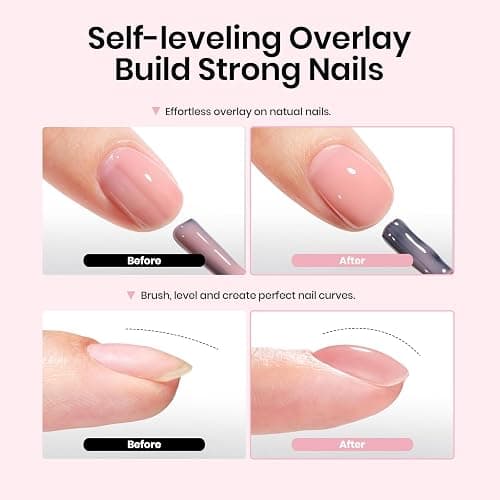 Beetles Rubber Base Builder Nail Gel Set - 6 Colors Nude Pink White Base Gel Polish 5 in 1 for Nail Extension, Repair and Sculpting, Soak Off U V LED Lamp Cure Manicure Art Design Gifts for Women thumbnail 4