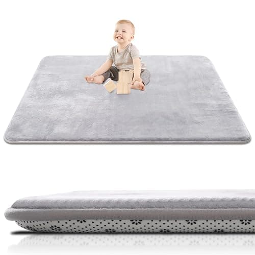 SEPARO Thick Baby Play Mat for Floor,Padded Foam 59x59 Playpen Mat,Ultra Soft Support&Plush Feel Nursery Rug,Non Slip for Toddler, Infants,Kids Play,Yoga,Baby Crawling,Tummy Time(Light Grey) - Image 1