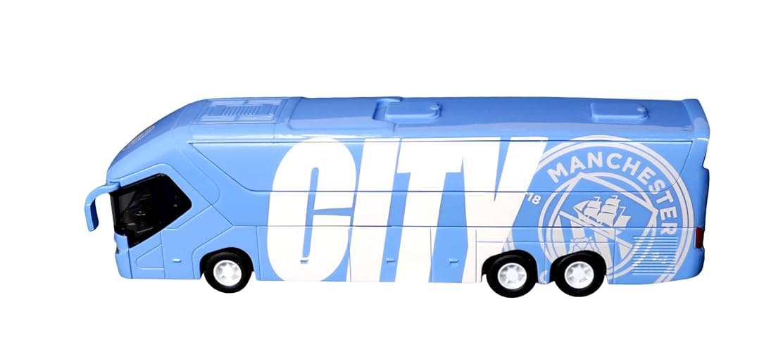 Manchester City Official Collectible Miniature Team Bus – Premium Die-Cast Soccer Bus Toy with Friction Power Engine – Man City Fan Gift Display Model – Licensed Football Merchandise thumbnail 2