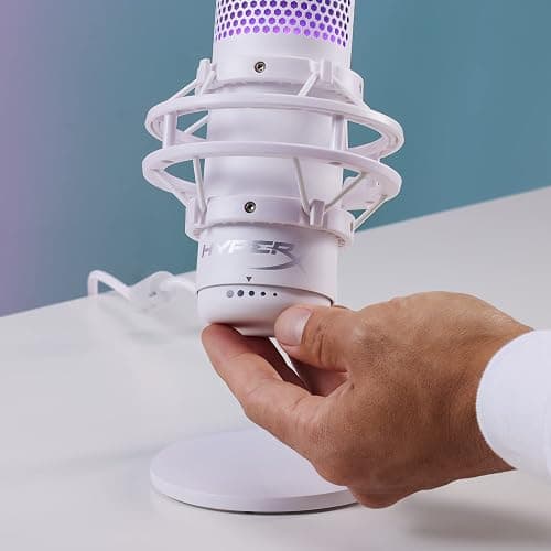 HyperX QuadCast S – RGB USB Condenser Microphone for PC, PS5, Mac, Anti-Vibration Shock Mount, 4 Polar Patterns, Pop Filter, Gain Control, Gaming, Streaming, Podcasts, Twitch, YouTube, Discord – White - White - QuadCast S White - Microphone thumbnail 16