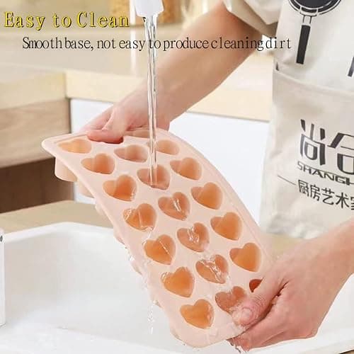 2 Pack Heart-Shaped Ice Cube Trays - 42 Holes Silicone Heart Ice Cube Tray with Lid, BPA Free and Dishwasher Safe, Mini Fun Ice Cube Mold, Easy to Remove (Pink + Blue) thumbnail 8