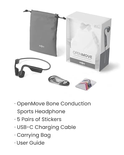 SHOKZ OpenMove - Open-Ear Bluetooth Sport Headphones, Bone Conduction Wireless Earphones, Sweatproof for Running and Workouts, with Sticker Pack, Grey thumbnail 9