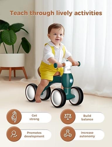 Baby Balance Bike 1 Year Old with Colour Lights, Toddler bike for Boys Girls 1st Birthday Gifts, Baby Bike Ride On Toys Age 10-24 Months, Baby Walker No Pedals 1-2 Year thumbnail 7