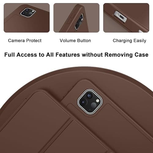 ZryXal 2024 iPad Pro 11 Inch Case M4 (5th Generation) with Pencil Holder, Smart iPad Case [Support Pencil Pro and Pencil (USB-C)], Support Touch ID and Auto Wake/Sleep (Chocolate) - Chocolate thumbnail 3