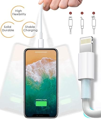 Susnwere 4 Pack [Apple MFi Certified] Apple Charging Cable 6ft, Lightning Cable 6 Foot,iPhone Charger Cable, 6 feet Long Apple Fast Charger Cord for iPhone 14/13/12/12 Pro Max/11/ X/XS/XR/XS Max,ipad thumbnail 4