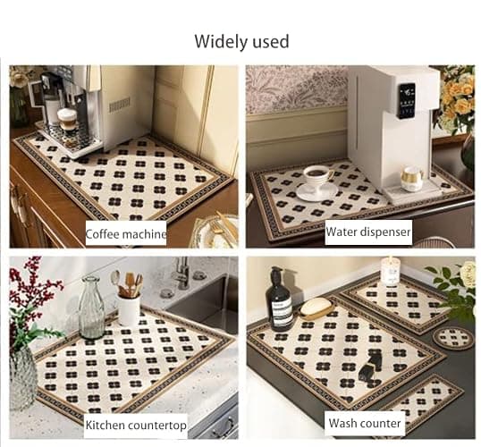 Cciphy Cute Coffee Maker Mat for Countertops Bar Accessories, Colorful Dish Drying Pad for Kitchen, Absorbent Quick Drying Mat, 12 X16 inch (Color C, 16"x12") thumbnail 5
