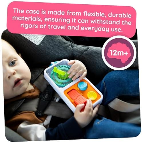 Fat Brain Toys PlayTab Go, Portable Sensory Activity Board with a Clip Ring to Attach to Diaper Bags for Babies and Toddlers Ages 12 Months+ thumbnail 4