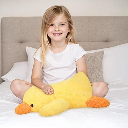 Niuniu Daddy 20" | 3.3 Pound Weighted Duck Stuffed Animals for Adults Kids, Giant Weighted Yellow Duck Plush Toy with Soft Fur, Big Fluffy Body Pillow for Large Cute Present Christmas Birthday thumbnail 4