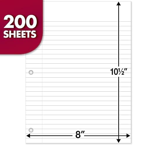 Mead Loose Leaf Paper, 3 Pack, Notebook Paper, Wide Ruled Filler Paper, Standard, 8 x 10.5, 200 Sheets per Pack (73183) thumbnail 2