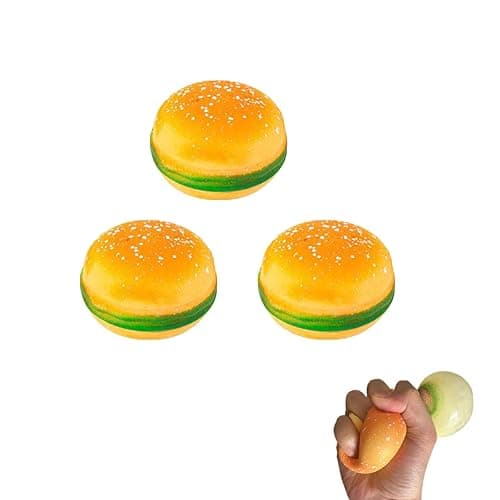 AHYCS Hamburger Stress Toys - Small Hamburger Squeeze Toys, Stress Stretch Hamburger Toys, Stress Relief Funny Novelty Toy, Simulation Hamburger Fidget Toy(3PCS) - Image 1