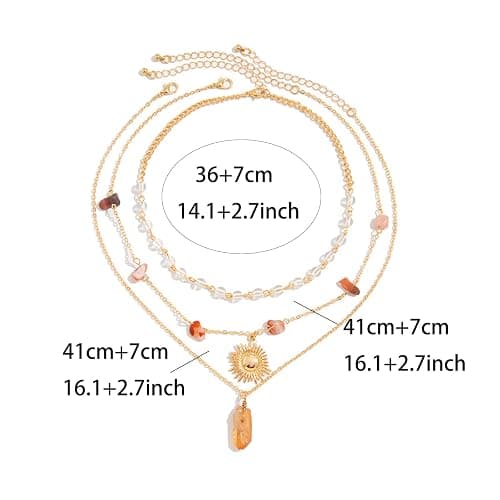 ONBRIG Layered Boho Necklaces for Women Gold Coin Pendant Necklaces Stackable Turquoise Choker Necklace for Women Western Jewelry thumbnail 6