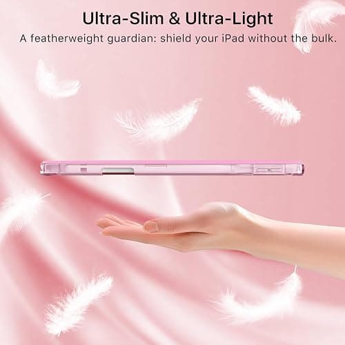 MoKo for iPad 9th/8th/7th Generation Case 10.2-Inch 2021/2020/2019 with Pencil Holder, Slim Light Trifold Smart Protective Cover for iPad 10.2 with Hard PC Translucent Back Shell, Pink thumbnail 8