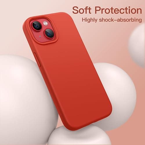 JETech Silicone Case for iPhone 13 6.1-Inch, Silky-Soft Touch Full-Body Protective Phone Case, Shockproof Cover with Microfiber Lining (Orange Red) thumbnail 4