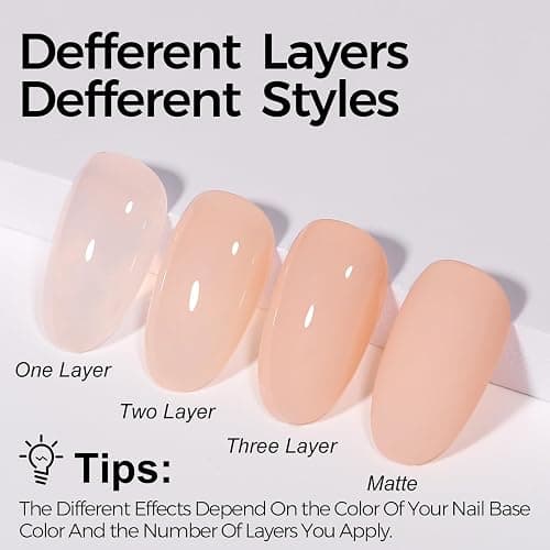 TOMICCA Nude Gel Nail Polish,15ml Sheer Light Nude Gel Polish | Soak Off UV LED Cure Needed，Jelly Translucent Color Long Lasting，French Nail Art Salon DIY Manicure Gift for Women thumbnail 6