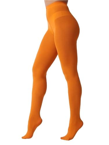 EVERSWE Women's 80 Den Soft Opaque Tights, Women's Tights - Large-X-Large - Orange - Image 1