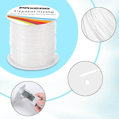 Bracelet String, Paxcoo 2 Rolls Elastic Stretchy Bead String Cord for Clay Beads Kandi Pony Beads Bracelets Jewelry Making (0.8 MM, Crystal) thumbnail 5