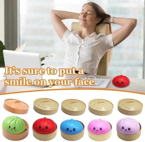 Dumpling Squishies, Glitter Dumpling Mystery Box, Colorful Dumplings Stress Balls Fidget Sensory Toy, Stocking Stuffers with Food Steamer Stretchy Desk Toys thumbnail 5