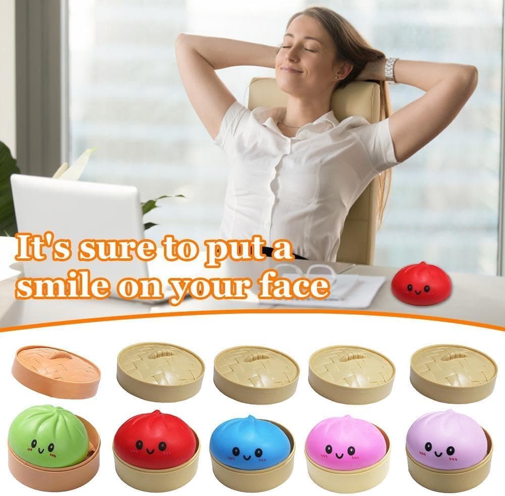 Dumpling Squishies Toy, Giant Glitter Dumpling, Colorful Dumplings Stress Balls Fidget Sensory Toy,Squeeze Dough Ball Stress Relief Hand Toys with Food Steamer Stretchy Desk Toys (Pink) thumbnail 7